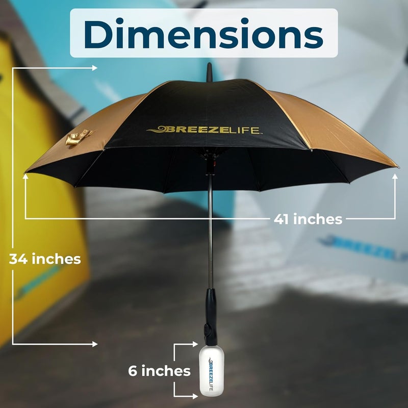 Breezelife Rechargeable Mister Breeze, Sun Umbrella with Fan and Mister, Umbrella Mister with Built-in Fan, For Festivals, Beach and More, Blocks Harmful Sun Rays, Mist bottle included - Image 2